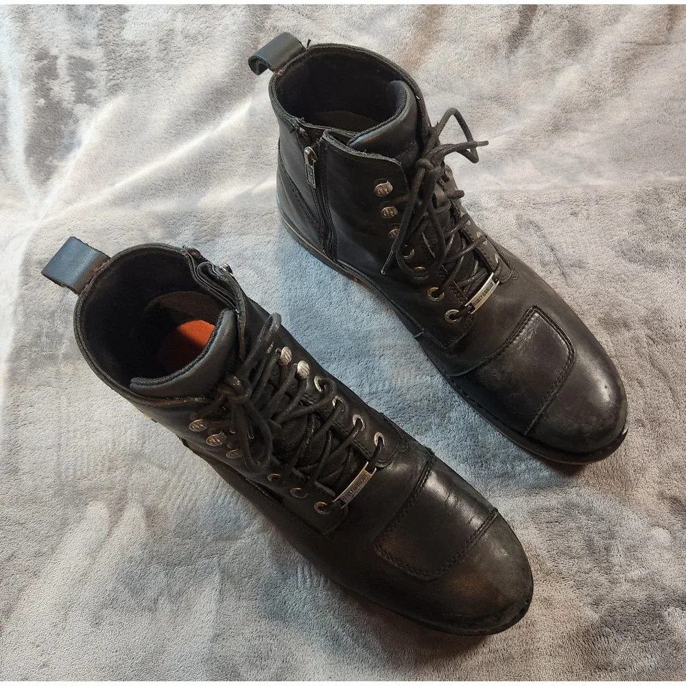 Harley Davidson Boots Mens 12 Black  Leather Clancy Waterproof Motorcycle D96159